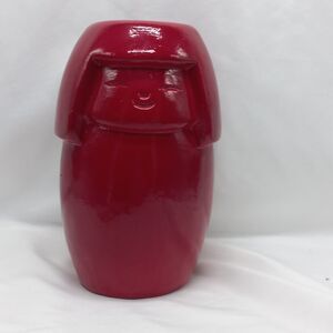 Kokeshi Doll Red CLAY Glazed Japanese Terracotta Pottery Sculpture 7.5x5x5”